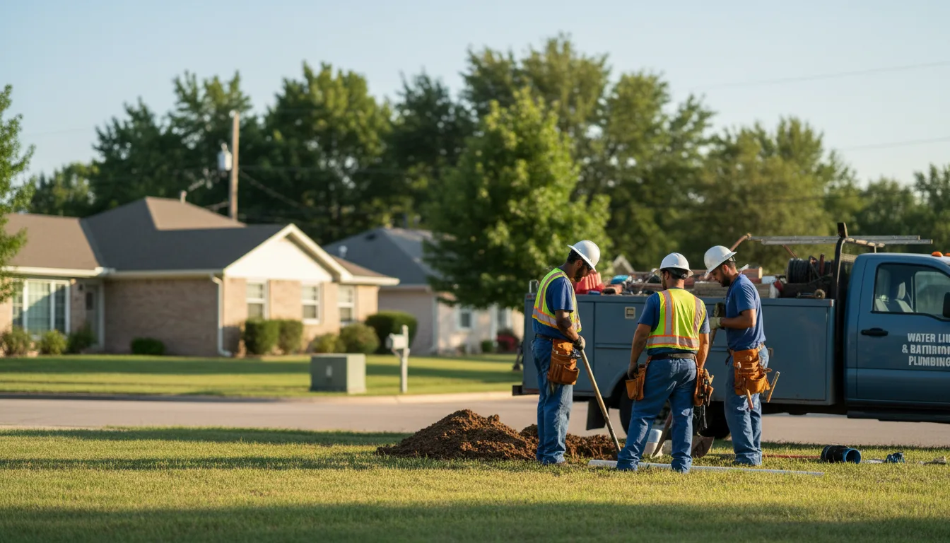 Residential water line and bathroom plumbing service in Caddo, TX